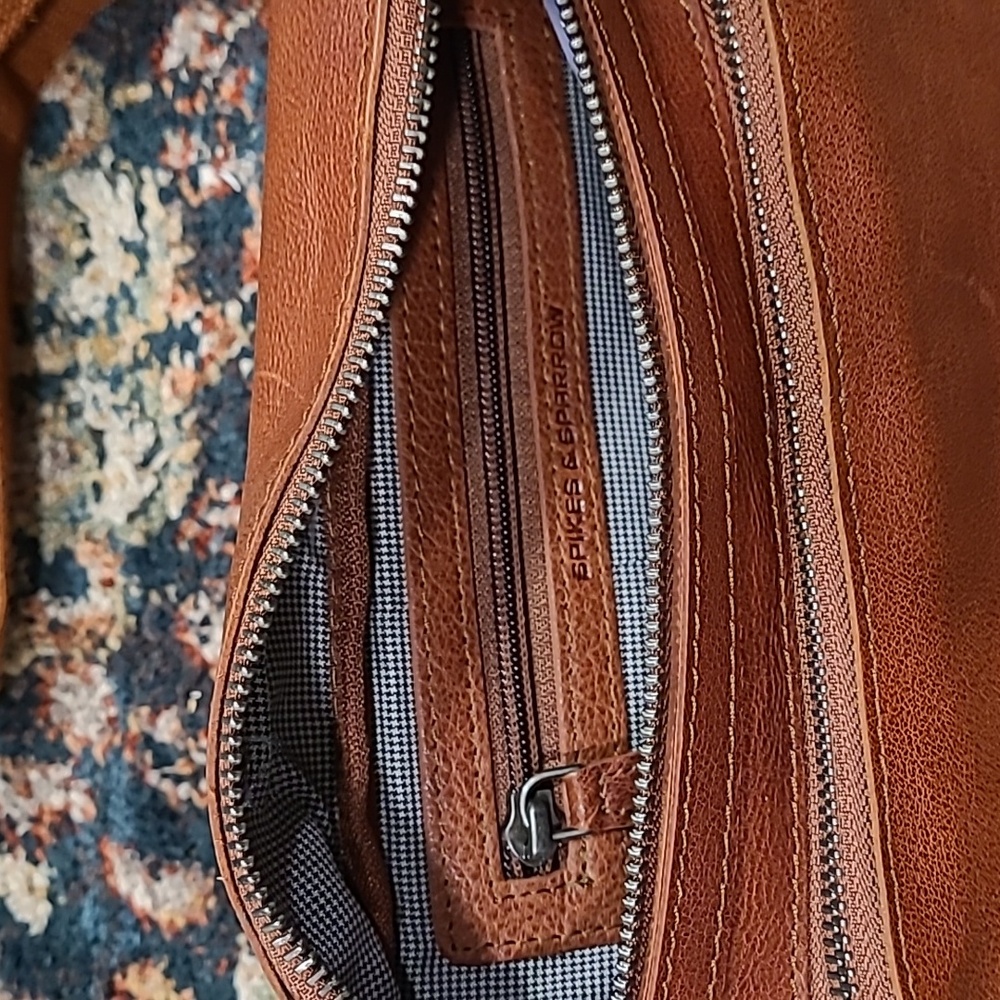 Spikes & Sparrow Sling Bag Leather Crossbody Waist Cognac Belt Pouch - Picture 5 of 6